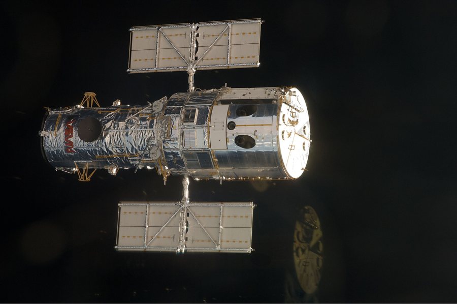 The Hubble Space Telescope in orbit seen from the Space Shuttle